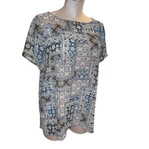 J‎ Jill Sheer Multi Pattern Tunic Tip Size Large Patch Work Geometric